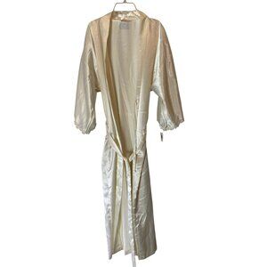 NWT California Dynasty Ivory Satin Robe Lace Trim Small